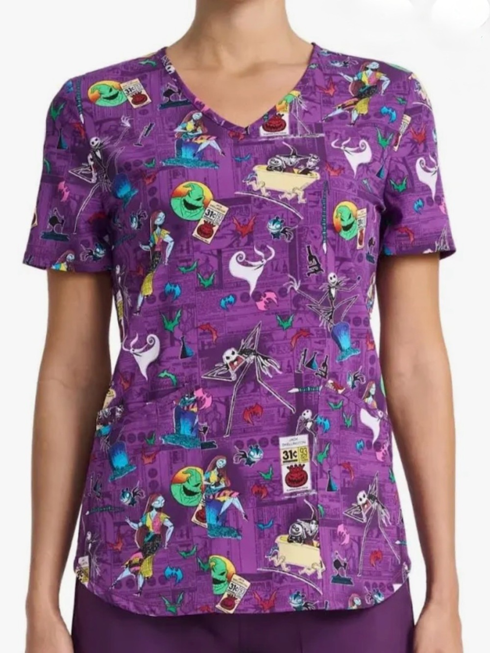 Nightmare Before Christmas Disney Scrub Top • Purple Size Medium